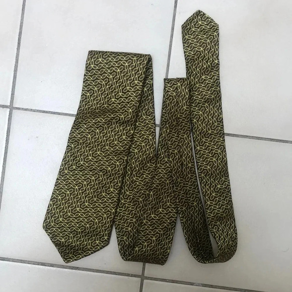 Ted Baker 100% Silk Made in USA tie, yellow and brown all over print - Picture 2 of 7